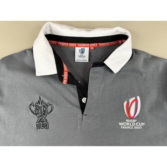 Rugby World Cup France 2023 Polo Shirt Mens XXL Grey Cotton Jersey Preppy Bloke - Picture 2 of 16
